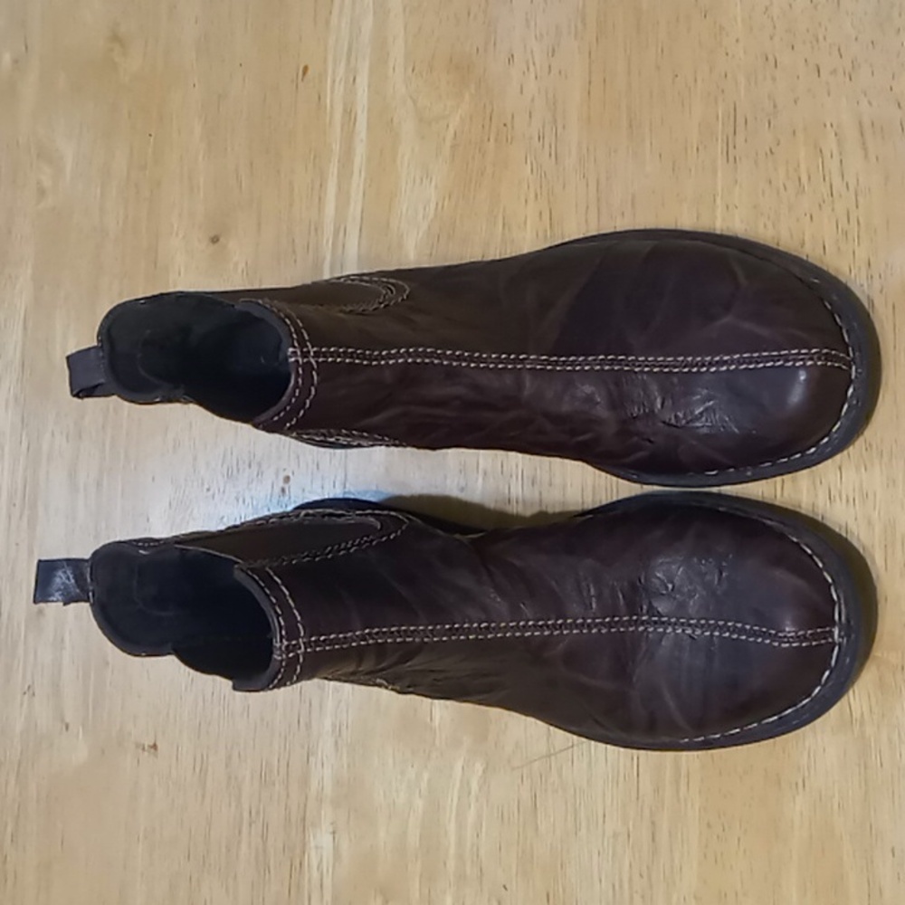 CLARKS Bendables Brown Crepe Leather Ankle Boot Booties Slip On 39281 Women 6.5M